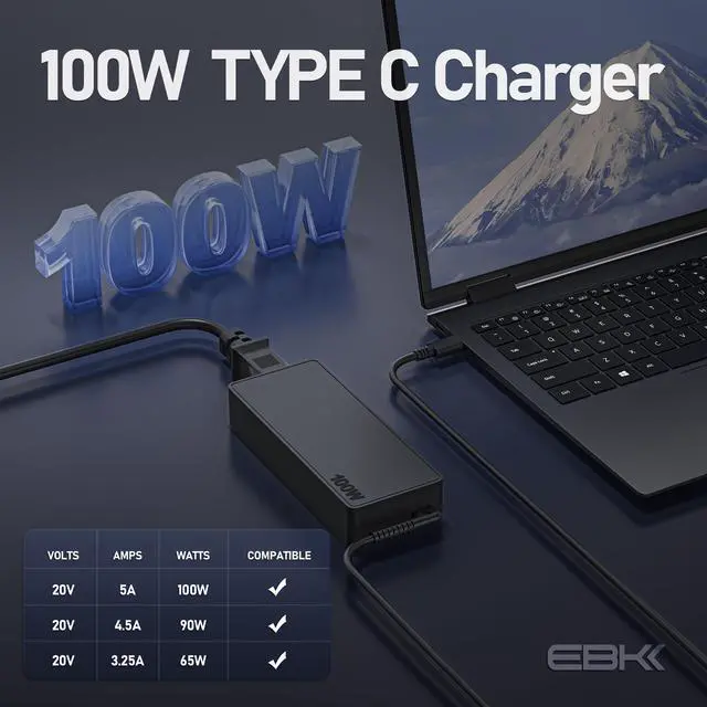 Alt view image 4 of 6 - 100W USB C Laptop Charger for Lenovo Yoga 9i 9 7 7i,ThinkPad T14 T14s | for Lenovo ThinkPad T470 T470s T480 T480s T580 T580s T490 T490s T495 T495s T590 / L380 L390 L480 L490 L580 L590 Power Cord