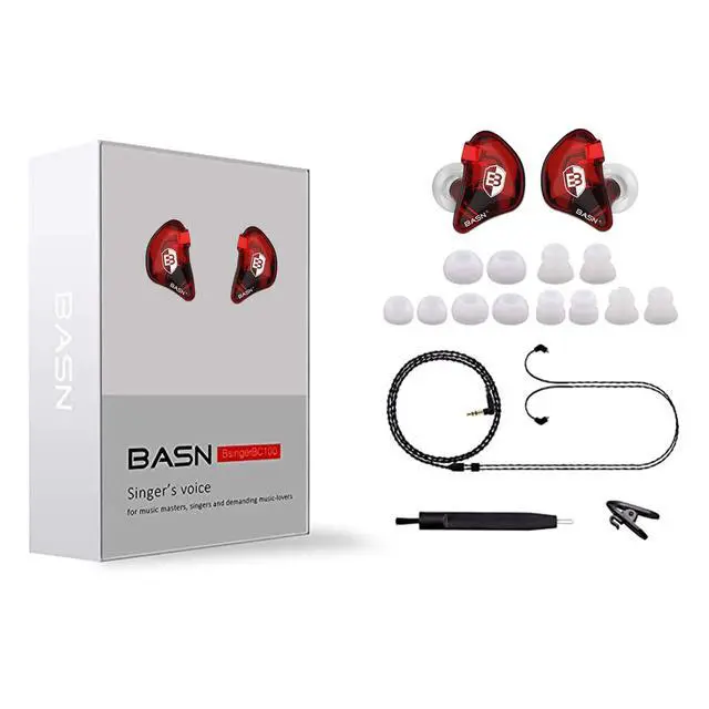 Alt view image 5 of 6 - Bsinger BC100 in Ear Monitor Headphones Universal Fit Noise Isolating IEM Earphones for Musicians Singers Studio Audiophiles (Red)