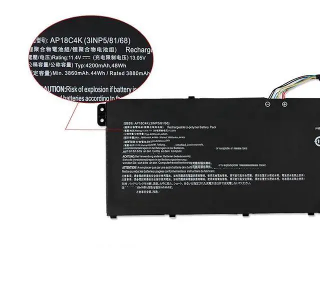 Alt view image 4 of 6 - AP18C4K Battery Replacement for Acer Aspire 5 A515-43 A515-43G A515-44 A515-44G Spin 3 SP314-54N SP314-54N-54XS A515-43-R057 A515-44G-R26L A515-43G-R05T A515-43G-R1SJ A515-43-R9B1 Series
