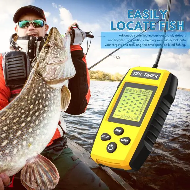 Alt view image 2 of 6 - Portable Sonar Alarm Fish Finder with Sonar Transducer and LCD Display, for Kayak Fishing Boat Fishing Ice Fishing