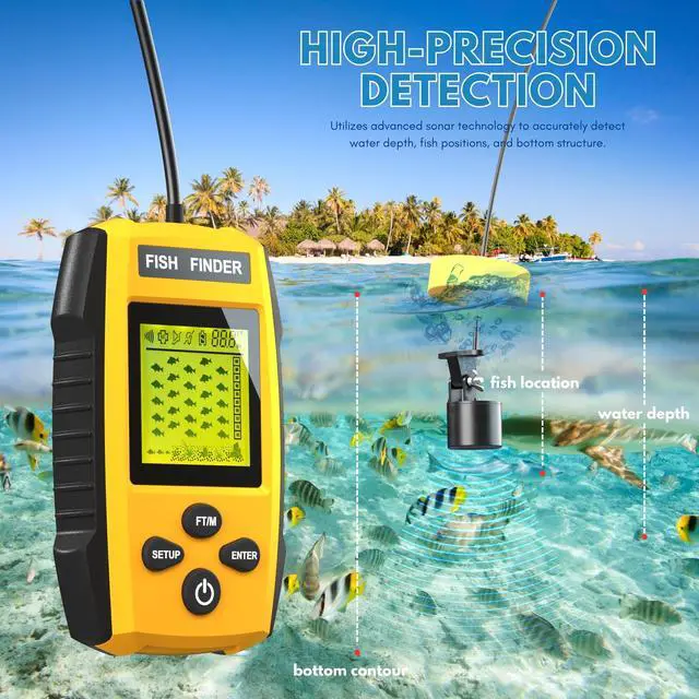 Alt view image 3 of 6 - Portable Sonar Alarm Fish Finder with Sonar Transducer and LCD Display, for Kayak Fishing Boat Fishing Ice Fishing