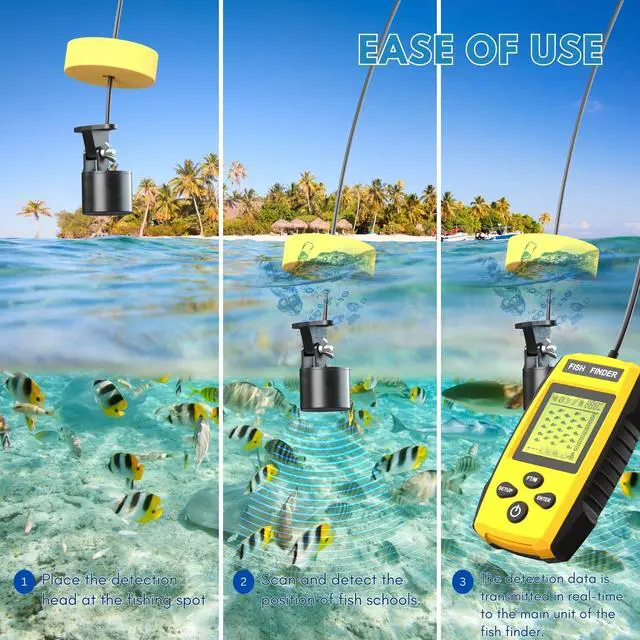 Alt view image 4 of 6 - Portable Sonar Alarm Fish Finder with Sonar Transducer and LCD Display, for Kayak Fishing Boat Fishing Ice Fishing