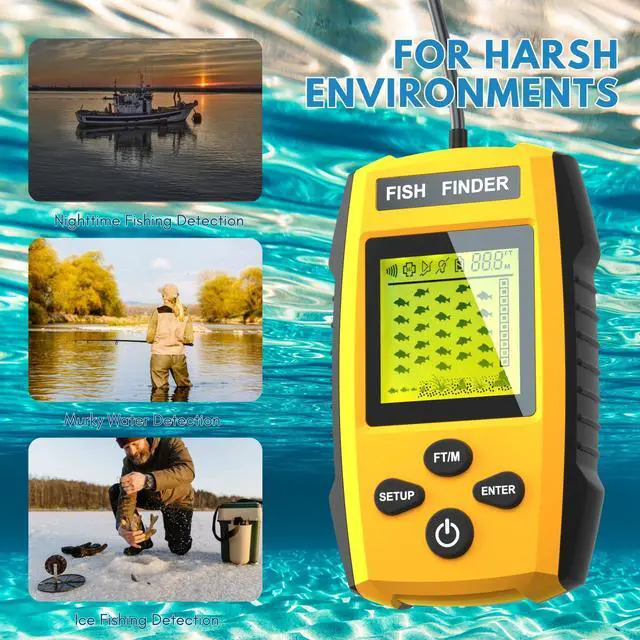 Alt view image 6 of 6 - Portable Sonar Alarm Fish Finder with Sonar Transducer and LCD Display, for Kayak Fishing Boat Fishing Ice Fishing