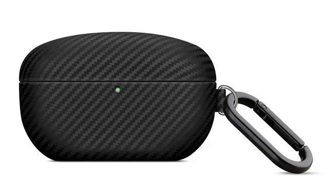 Alt view image 3 of 7 - Leather Case - for WF-1000XM5 Case Cover with Keychain - Selected Skin-Friendly Leather, with Carbon Fibre Texture, Handmade Shockproof Protective Hard Cover for Sony WF 1000XM5 - Black