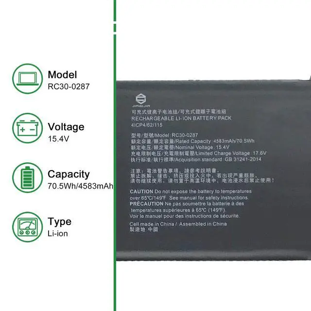 Alt view image 2 of 6 - RC30-0287 70.5Wh Laptop Battery Replacement for Razer Blade Pro 17 2019 2020 RZ09-0287 RZ09-02876 RZ09-02877 RZ09-02878 RZ09-02876E92-R3U1 RZ09-03295 RZ09-03297 Series Black 15.4V 4583mAh