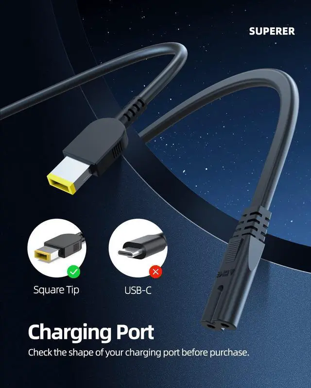 Alt view image 2 of 6 - Slim Tip 65W 45W AC Charger Fit for Lenovo Thinkbook 15 14 14s 13 13s Laptop Power Supply Adapter Cord