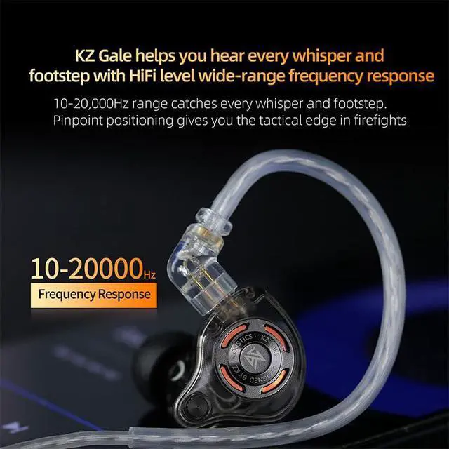 Alt view image 5 of 7 - KZ-Gale Earbuds in-Ear Headphones with Ergonomic Design, Stereo Sound, and Comfortable Fit for Immersive Gaming Experience (DSP Version, White)