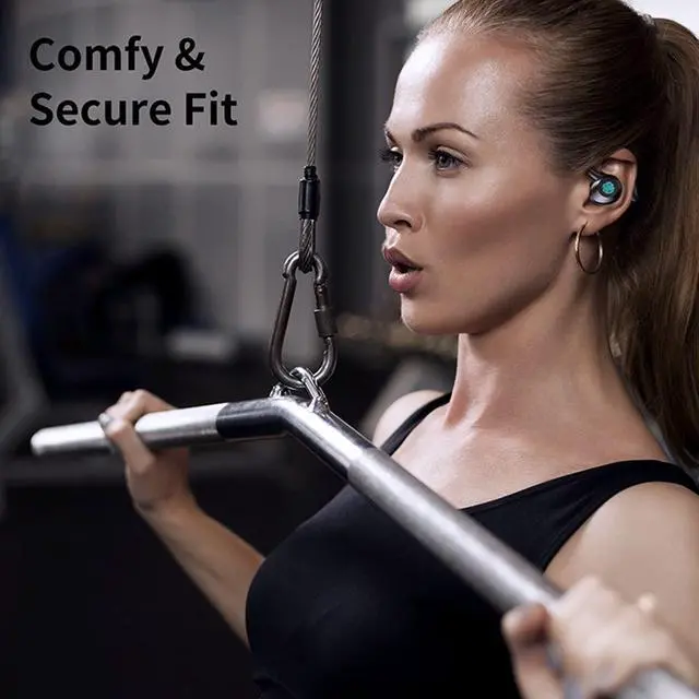 Alt view image 2 of 6 - Earbuds, Q23 PRO Bluetooth 5.4 Sport Earphones with Charging Case, Stereo Noise Cancelling Earhooks Headset Bulit in Mic, for Sports Travel Work Gym(Black)