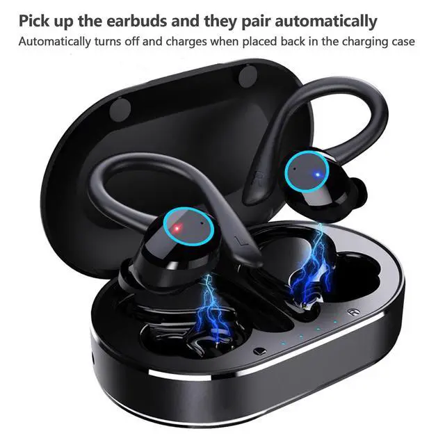 Alt view image 5 of 6 - Earbuds, Q23 PRO Bluetooth 5.4 Sport Earphones with Charging Case, Stereo Noise Cancelling Earhooks Headset Bulit in Mic, for Sports Travel Work Gym(Black)