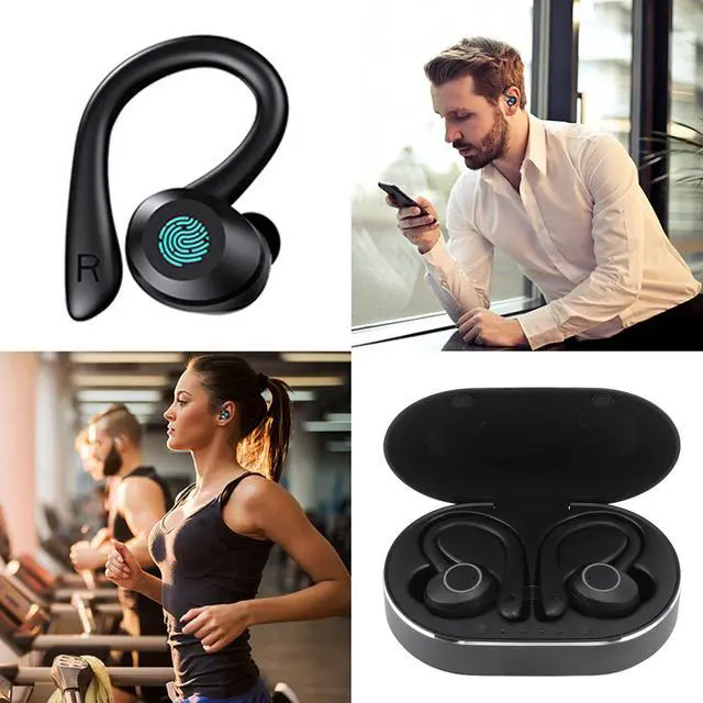 Alt view image 6 of 6 - Earbuds, Q23 PRO Bluetooth 5.4 Sport Earphones with Charging Case, Stereo Noise Cancelling Earhooks Headset Bulit in Mic, for Sports Travel Work Gym(Black)