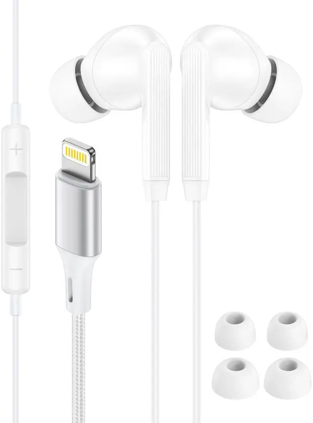 Main image of Lightning Headphones for iPhone 14/13/12 Pro Max, Wired Earbuds Lightning | Apple MFi Certified Earbuds with Microphone & Volume Control, HiFi Stereo Earphones Wired Compatible with iPhone 11 XR SE 8