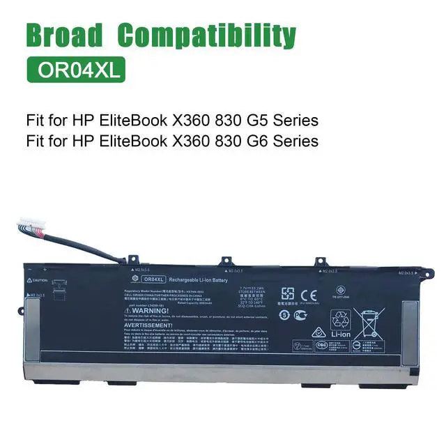 Alt view image 4 of 5 - OR04XL L34449-002 53.2Wh Laptop Battery Replacement for HP EliteBook X360 830 G5 G6 Series Notebook HSTNN-DB9C HSTNN-IB8U L34209-1B1 Black 7.7V 6562mAh