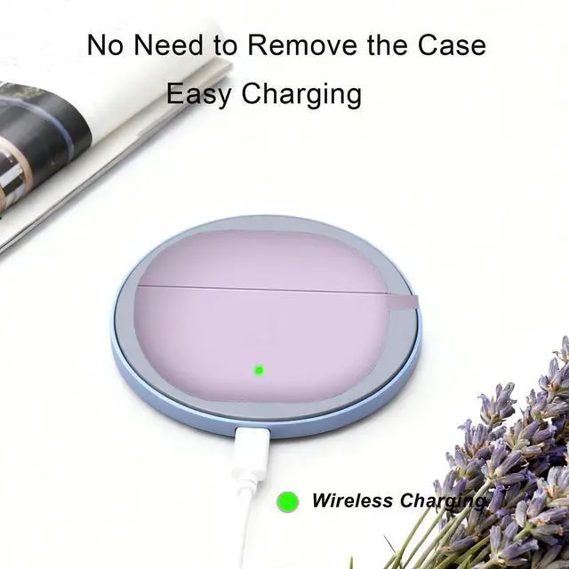 Alt view image 6 of 6 - for Beats Studio Buds Case/Studio Buds Plus Case Cover with Cute Bee Daisy Flower Charm Keychain,Soft Silicone Cover Protective for Beats Studio Buds+ Earbuds Charging Case Purple