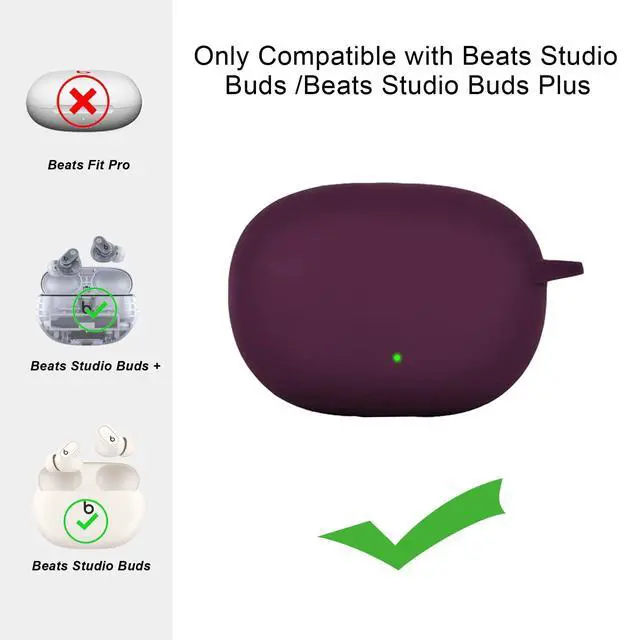 Alt view image 2 of 6 - for Beats Studio Buds Case/Studio Buds Plus Case Cover with Cute Bee Daisy Flower Charm Keychain,Soft Silicone Cover Protective for Beats Studio Buds+ Charging Case Dark Purple