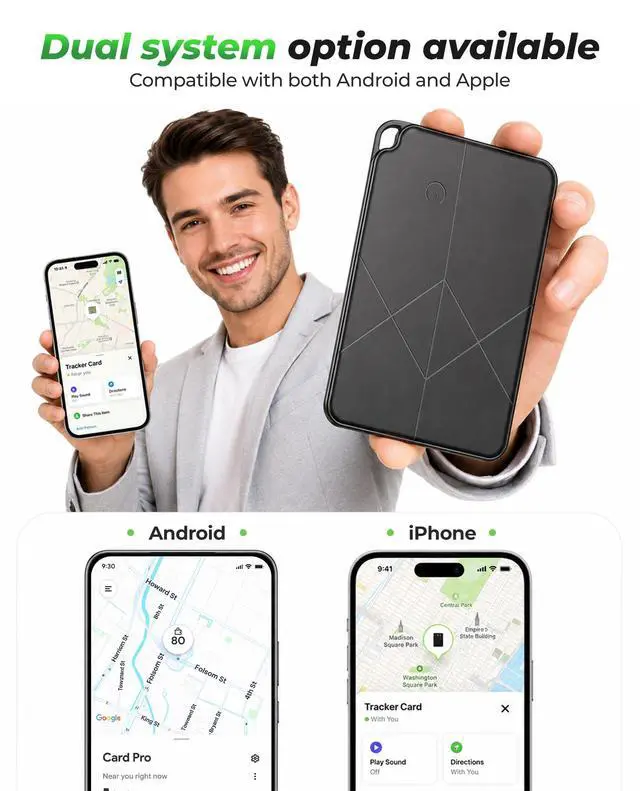 Alt view image 2 of 6 - 2026 Wallet Tracker Card for Android & iOS - Slim Tracking Card for Wallet GPS Tracker for Luggage Passport Keys, Wireless Charging Bluetooth Tracker Card, Works with Google Find Hub & Apple Find My