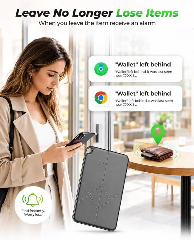 Alt view image 3 of 6 - 2026 Wallet Tracker Card for Android & iOS - Slim Tracking Card for Wallet GPS Tracker for Luggage Passport Keys, Wireless Charging Bluetooth Tracker Card, Works with Google Find Hub & Apple Find My