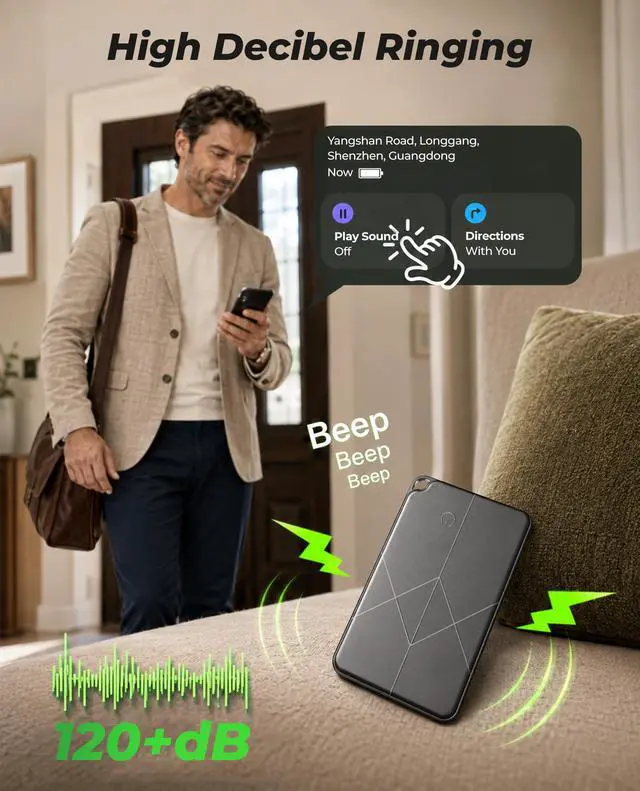 Alt view image 4 of 6 - 2026 Wallet Tracker Card for Android & iOS - Slim Tracking Card for Wallet GPS Tracker for Luggage Passport Keys, Wireless Charging Bluetooth Tracker Card, Works with Google Find Hub & Apple Find My