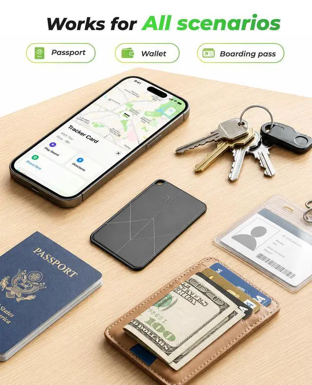 Alt view image 6 of 6 - 2026 Wallet Tracker Card for Android & iOS - Slim Tracking Card for Wallet GPS Tracker for Luggage Passport Keys, Wireless Charging Bluetooth Tracker Card, Works with Google Find Hub & Apple Find My