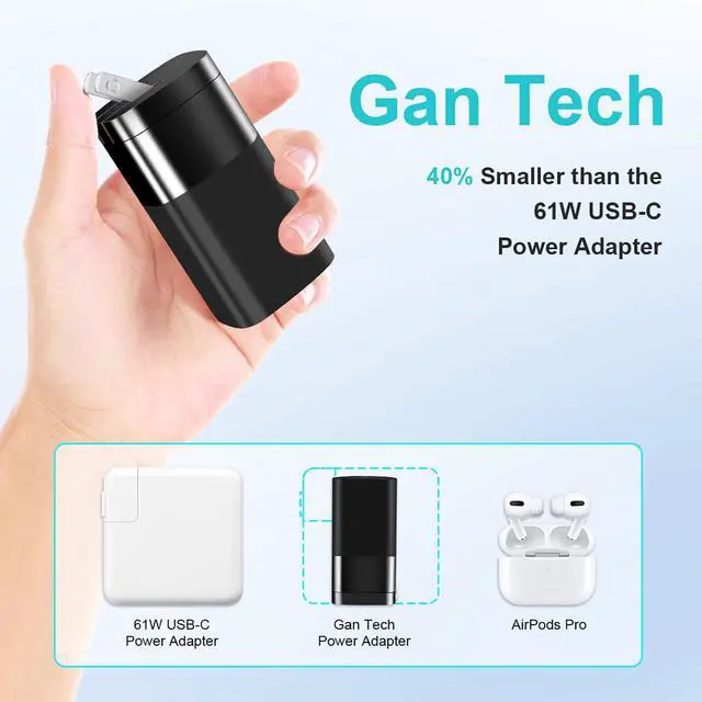 Alt view image 3 of 7 - USB C GaN Charger for Surface Tablets, 65W GaNk Charger with 6ft Nylon Surface to USB C Cable, Compatible for Microsoft Surface Pro 10 7/6/5/4/3 Surface Go 4/3/2/1, Black, GaN-001US