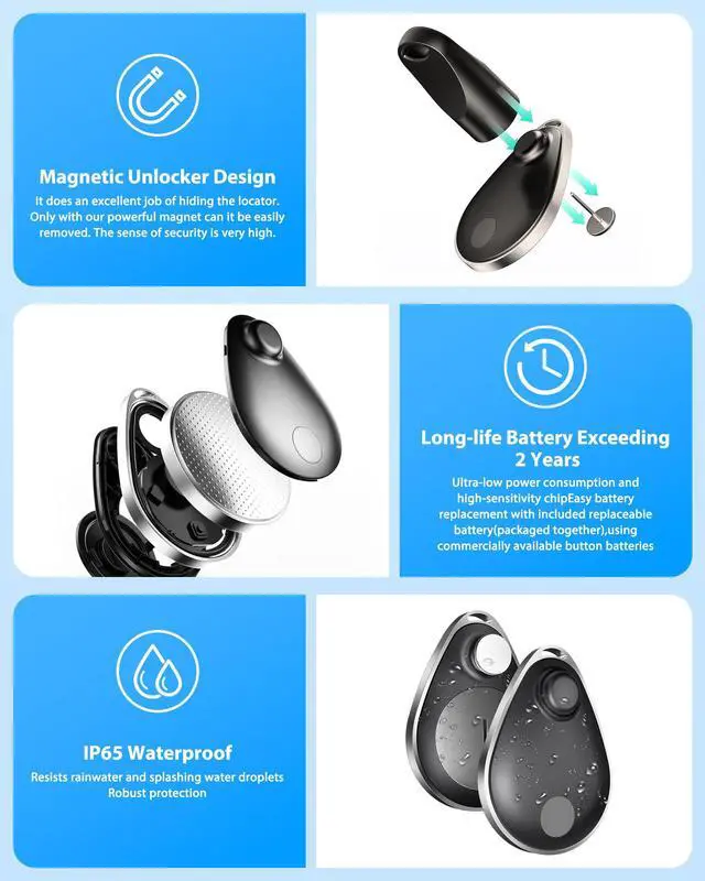 Alt view image 2 of 5 - Utag GPS Tracker for Kids,4pcs Key Finder Works with Apple Find My (iOS only),Privacy Protection, Lost Mode, Waterproof,Bluetooth Tracker for Children, Seniors, Pets, Backpack (Black)