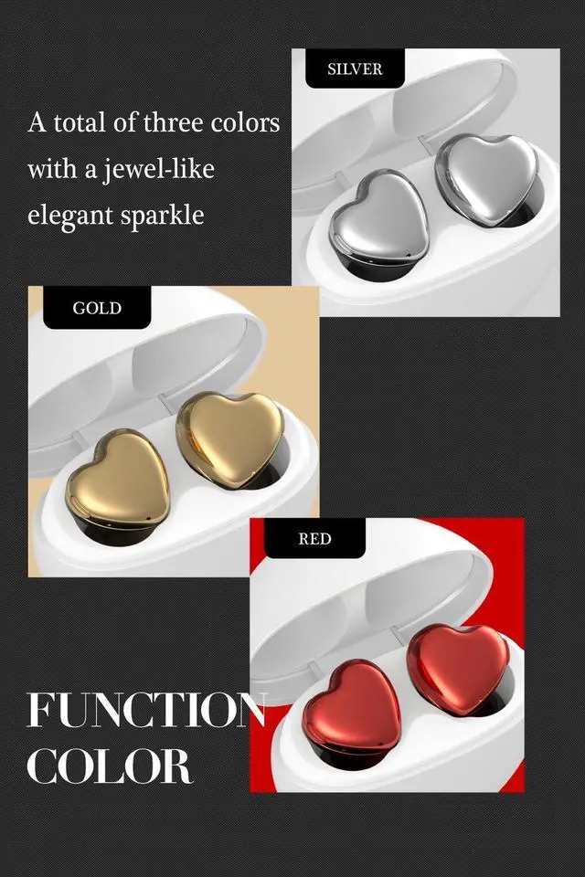 Alt view image 4 of 6 - TE-I3 Cute Heart-Shaped Wireless Earbuds for Small Ears with Clear Hard Case, Bluetooth 5.3, Up to 23 Hours Playtime, IPX4 Waterproof, Multipoint Connection, Ambient Sound, Bulid in Mic (Red)