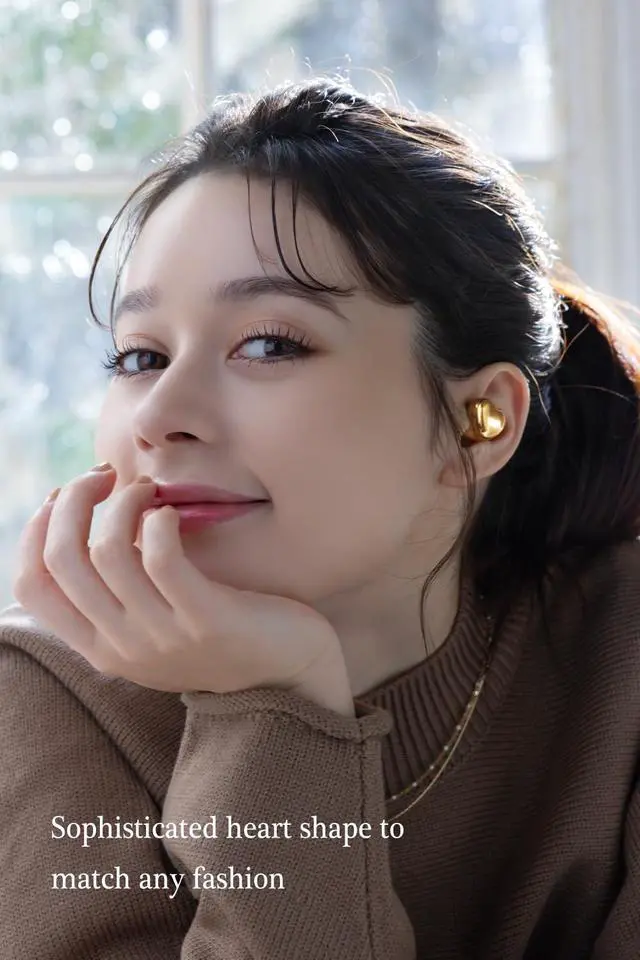 Alt view image 2 of 6 - TE-I3 Cute Heart-Shaped Wireless Earbuds for Small Ears with Clear Hard Case, Bluetooth 5.3, Up to 23 Hours Playtime, IPX4 Waterproof, Multipoint Connection, Ambient Sound, Bulid in Mic (Silver)