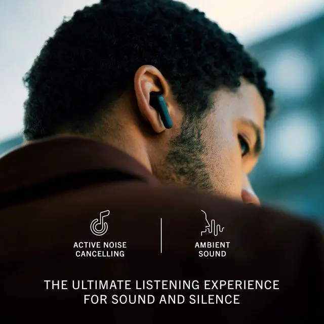 Alt view image 2 of 6 - True Wireless Earbuds Headphones with Active Noise Cancelling, 25 Hours Playtime, Touch Controls & 6 Microphones for Clear Calling, Bluetooth 5.0 Earphones, London, Black