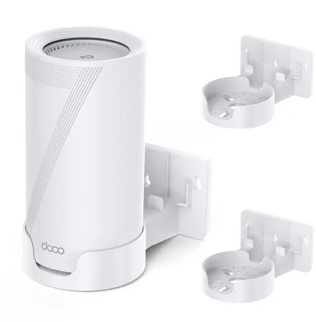 Main image of Wall Mount Kit for TP-Link Deco BE75/BE85/BE95 WiFi 7 Mesh System Space-Saving Bracket with Cable & Power Adapter Storage, Secure & Stylish Design for Home and Office (White, 2-Pack)