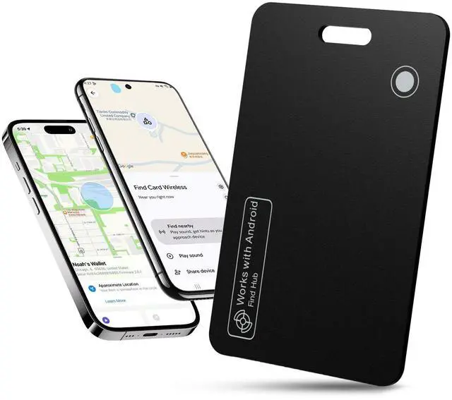 Main image of Dual Platform Wallet Tracker Card, iOS&Android Anti-Loss Slim Smart Locator, Wireless Charging, Works with Apple Find My & Google Find Hub, Item Finder for Wallet Passport Keys Backpack