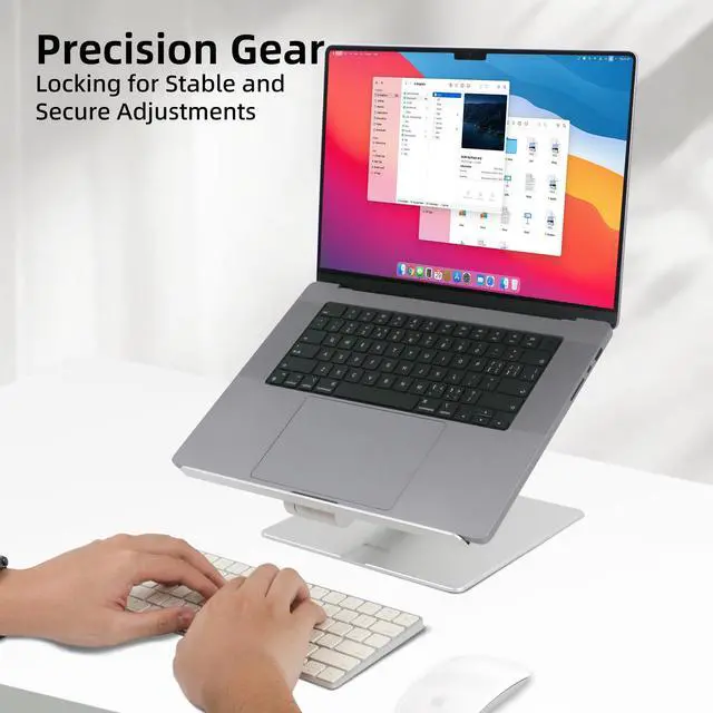 Alt view image 7 of 7 - Tall Desktop Stand for Laptop, Raise Up to 14 for Heavy Workstations and Gaming Laptops, Manual Gear-Locked Stable Riser for 13"17" Laptops (Silver, Slim)