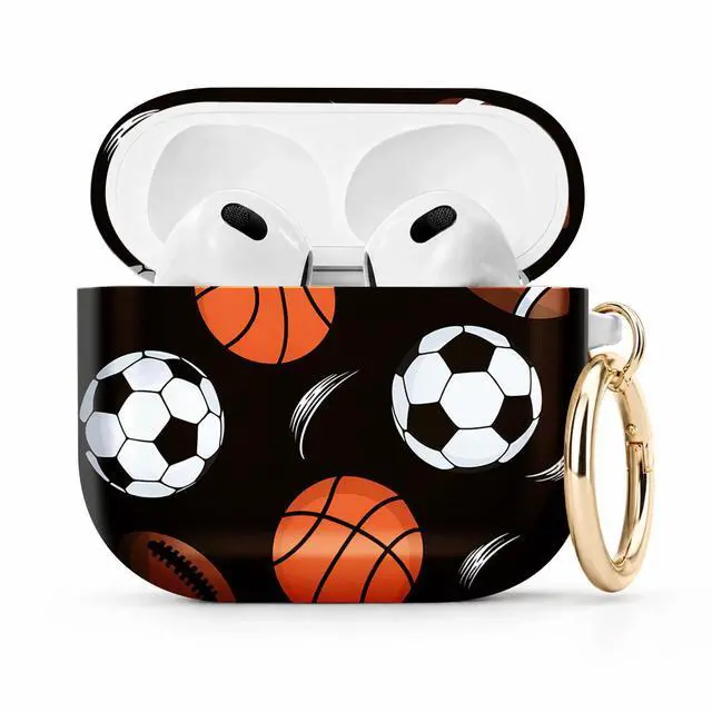 Main image of Compatible with Airpod 4 Case,TPU Cute Pattern Protective, Shockproof Anti Scratch Case with Keychain Ring, Supports Wireless Charging(Basketball Soccer Football)