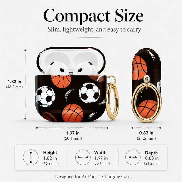 Alt view image 3 of 7 - Compatible with Airpod 4 Case,TPU Cute Pattern Protective, Shockproof Anti Scratch Case with Keychain Ring, Supports Wireless Charging(Basketball Soccer Football)