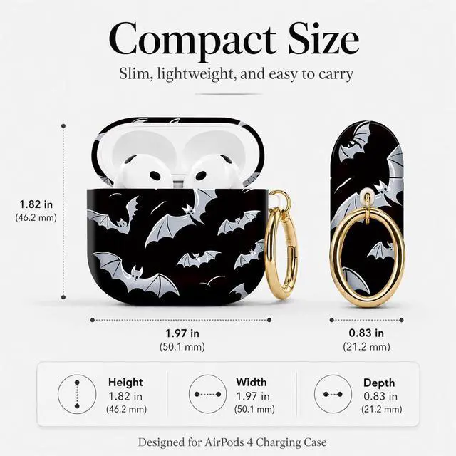 Alt view image 3 of 7 - Compatible with Airpod 4 Case,TPU Cute Pattern Protective, Shockproof Anti Scratch Case with Keychain Ring, Supports Wireless Charging(Bats Flying)
