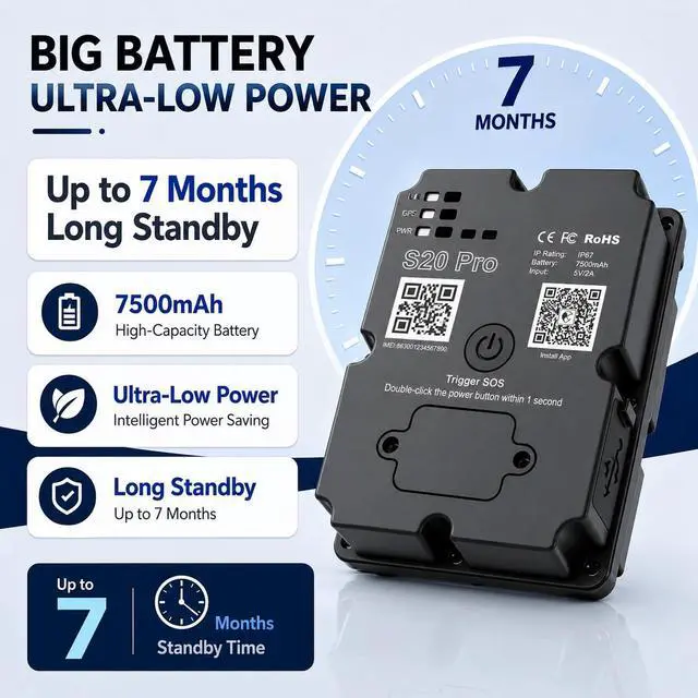Alt view image 2 of 7 - GPS Tracker for VehiclesReal Time Car Tracking Device with 7-Month Battery | with App Subscription Required, Strong Magnetic Mount, Anti Theft Locator, Full North America Coverage, Cancel Anytime