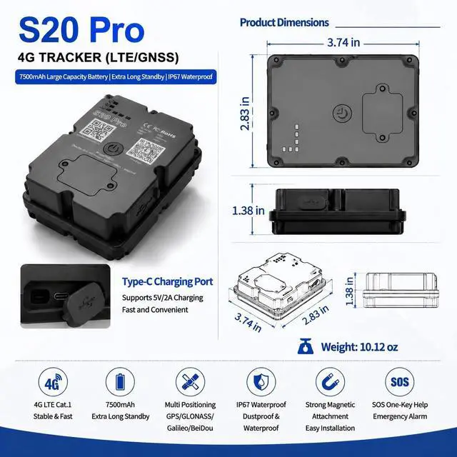 Alt view image 7 of 7 - GPS Tracker for VehiclesReal Time Car Tracking Device with 7-Month Battery | with App Subscription Required, Strong Magnetic Mount, Anti Theft Locator, Full North America Coverage, Cancel Anytime