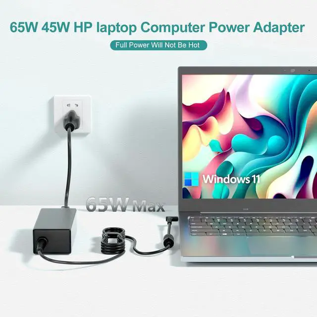 Alt view image 3 of 5 - 65W 45W Pink Laptop Charger Compatible with HP Probook & Elitebook | Probook 450 440 445 455 430 470 X360 11 G10 G9 G8 G7 G6 650 640 G5 G4 Elitebook 840 850 845 830 G8 Smart Blue Tip Power Cord