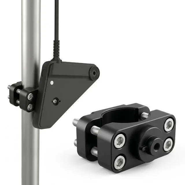 Main image of Adjustable Transducer Pole Clamp Mount Compatible with Lowrance Eagle Eye 9, Fits Round Pole