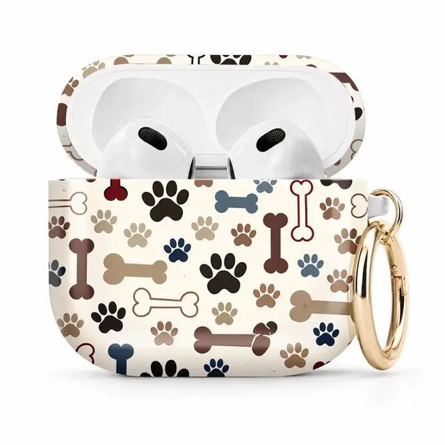 Main image of Compatible with Airpod 4 Case,TPU Cute Pattern Protective, Shockproof Anti Scratch Case with Keychain Ring, Supports Wireless Charging(Paw Prints Bones Woof)