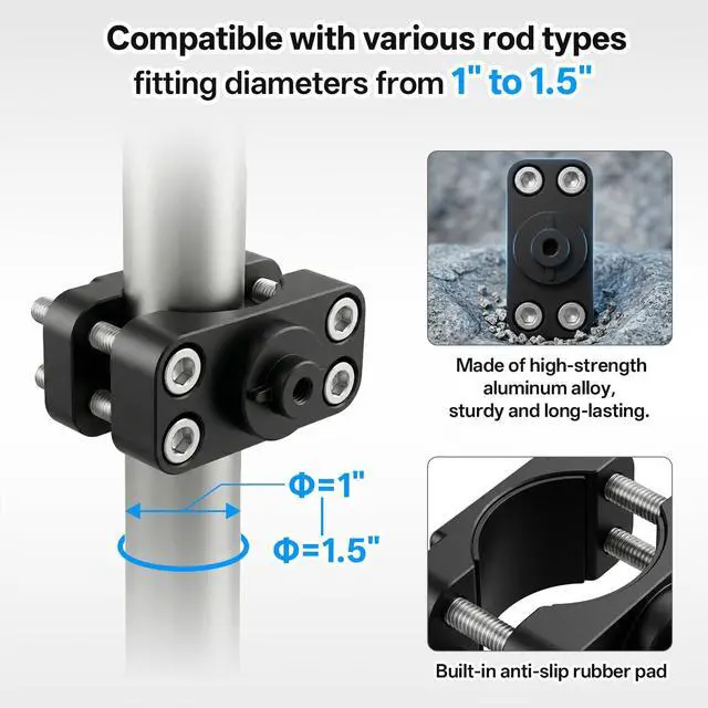 Alt view image 3 of 5 - Adjustable Transducer Pole Clamp Mount Compatible with Lowrance Eagle Eye 9, Fits Round Pole