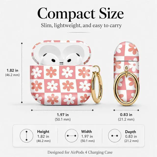 Alt view image 3 of 7 - Compatible with Airpod 4 Case,TPU Cute Pattern Protective, Shockproof Anti Scratch Case with Keychain Ring, Supports Wireless Charging(Pink and White Flower Checkerboard)