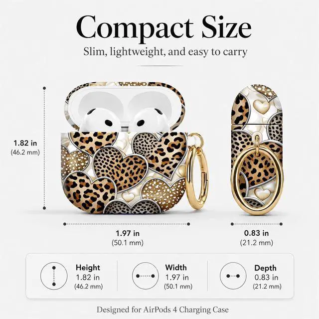 Alt view image 3 of 7 - Compatible with Airpod 4 Case,TPU Cute Pattern Protective, Shockproof Anti Scratch Case with Keychain Ring, Supports Wireless Charging(Heart Leopard)