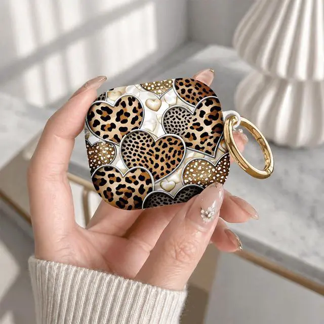 Alt view image 7 of 7 - Compatible with Airpod 4 Case,TPU Cute Pattern Protective, Shockproof Anti Scratch Case with Keychain Ring, Supports Wireless Charging(Heart Leopard)