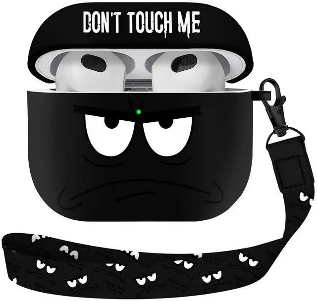Main image of for Airpods 3rd Generation Case,Don't Touch Me Cool Cover with Lanyard Big Eyes Cute Cartoon for Airpods 3rd Generation Case,Soft Shockproof Cover for Women Men-Grey