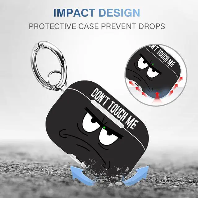 Alt view image 6 of 7 - for Airpods 3rd Generation Case,Don't Touch Me Cool Cover with Lanyard Big Eyes Cute Cartoon for Airpods 3rd Generation Case,Soft Shockproof Cover for Women Men-Grey