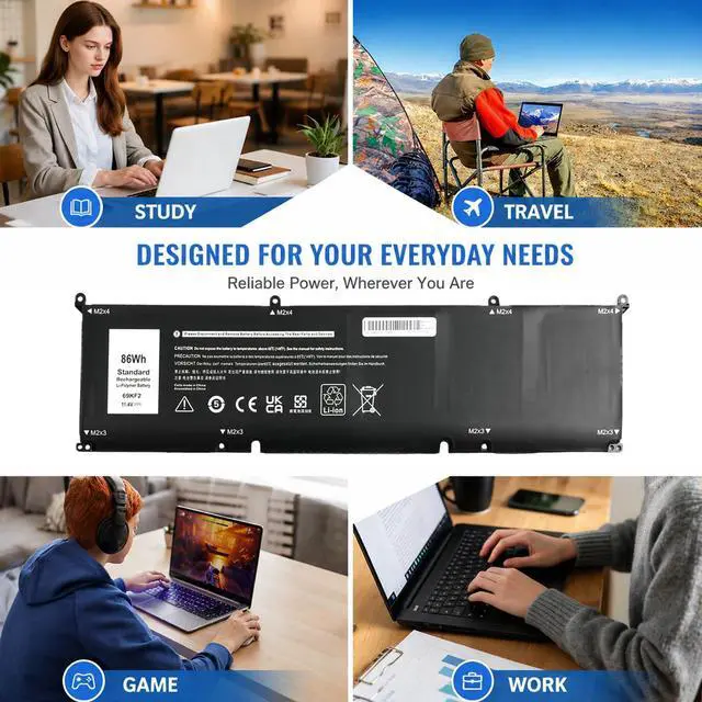 Alt view image 7 of 7 - 86Wh 69KF2 M59JH 8FCTC 70N2F Battery for Dell XPS 15 9500 9510 9520 | Battery for Dell G15 5550 5560 5570 7510 M15 M17 R3 R4 5510 5511 5515 5520 5521 G7 7500 Inspiron 7610 P87F P91F P45E p100f