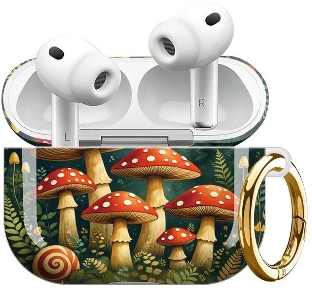 Main image of Compatible with AirPod Pro 3 Case 2025,Shockproof Protective Cover with Keychain,Multi-Theme Graphic Design Shell for Men Women,Ideal for Gym&Travel(Mushroom Forest Moon Butterflies Snail)