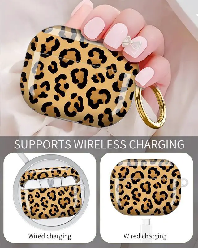 Alt view image 3 of 6 - Compatible with AirPod Pro 3 Case 2025,Shockproof Protective Cover with Keychain,Multi-Theme Graphic Design Shell for Men Women,Ideal for Gym&Travel(Leopard Background)