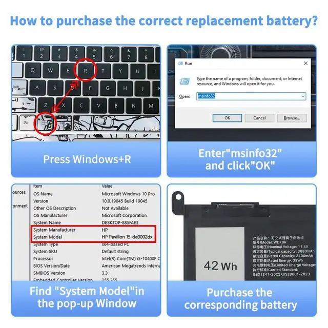 Alt view image 5 of 6 - WDX0R 11.4V/42Wh Replacement Laptop Battery for Dell Inspiron 13 14 15 5000 7000 Series 5570 7579 5567 5379 5579 7573 7378 5378 3780 3790 5565 5765 5770 7368,P/N:WDXOR P69G 3CRH3 P58F
