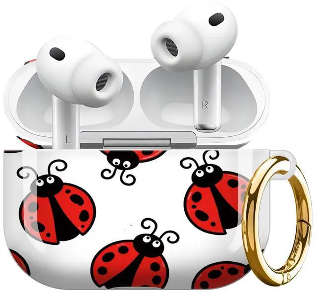 Main image of Compatible with AirPod Pro 3 Case 2025,Shockproof Protective Cover with Keychain,Multi-Theme Graphic Design Shell for Men Women,Ideal for Gym&Travel(Ladybug Red Black White Background)