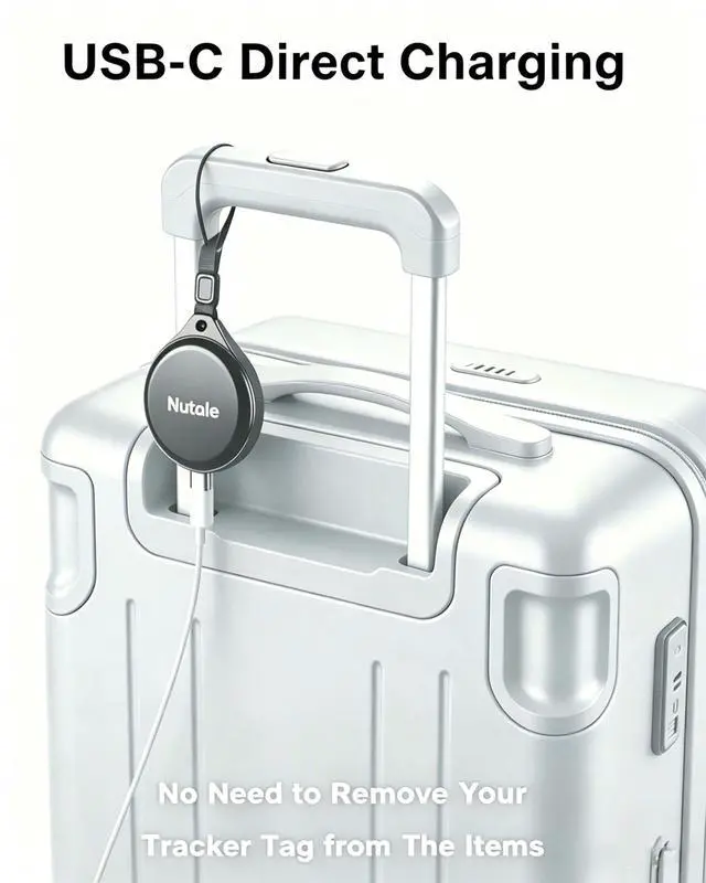 Alt view image 5 of 6 - Bluetooth Tracker Tags, USB-C Smart Key Finder (iOS & Android) | MFI Tracker Works with Find My or Google'S Find Hub, Key Finder, Rechargeable Item Finder for Keys, Luggage, Car (Black Four)